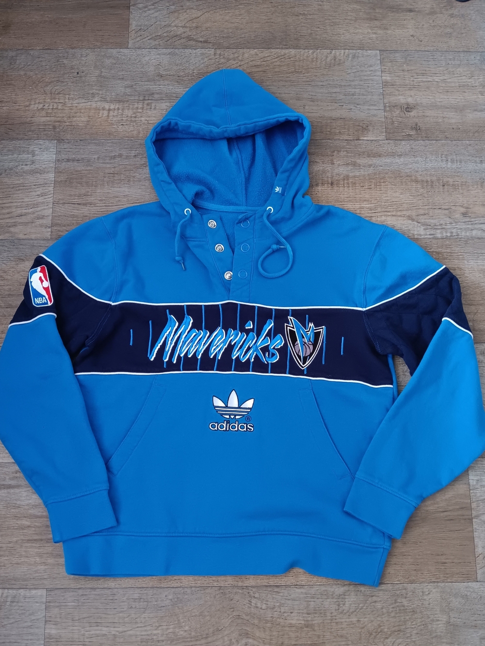 Rare Adidas Dallas Mavericks 1/4 Snap Button Hoodie Size Large